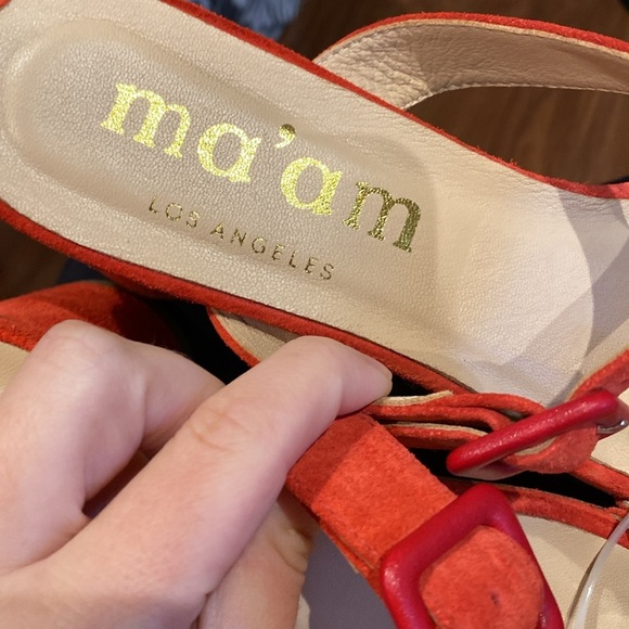 Ma’am Los Angeles / Marsha suede strappy mule Sandal in red 10 - Picture 5 of 7